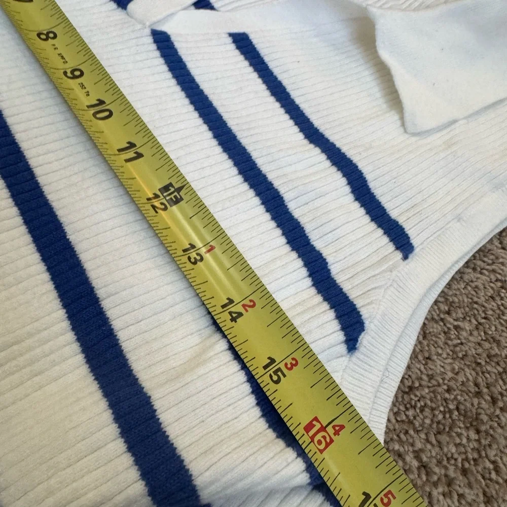 Old Navy Blue & White Striped Ribbed Sleeveless Knit Top XXL NWT - Picture 4 of 8